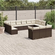 Afuera Living Contemporary 13 Piece Poly Rattan Sofa Set in Brown/Cream