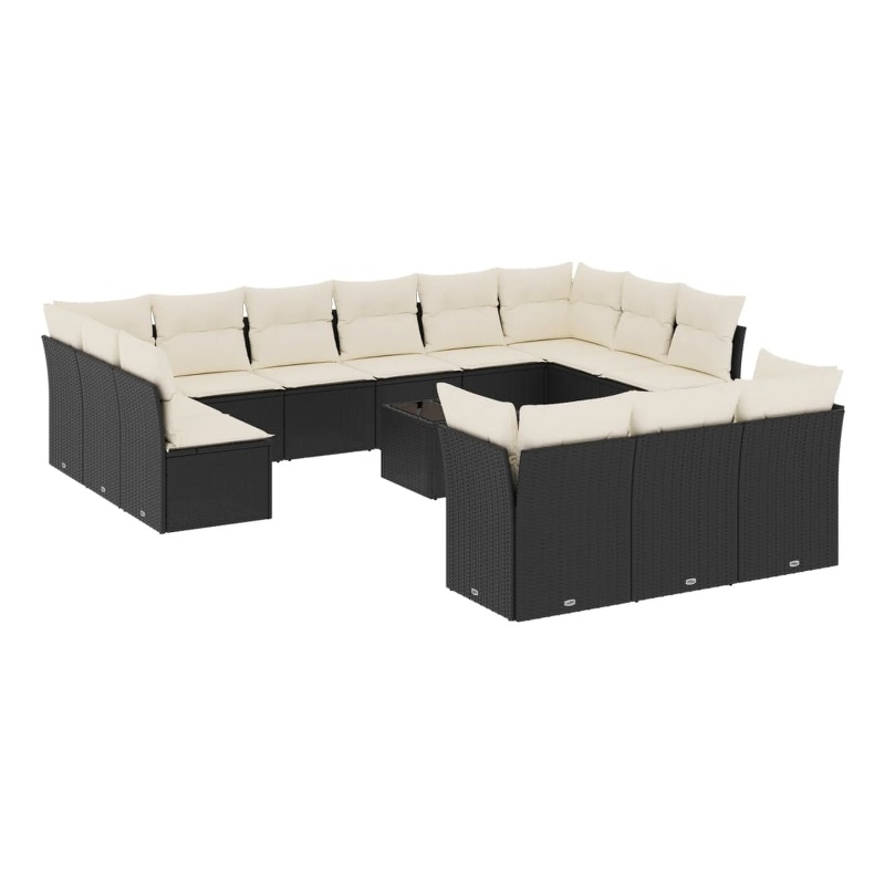 Afuera Living Contemporary 14 Piece Poly Rattan Sofa Set in Black
