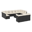 Afuera Living Contemporary 14 Piece Poly Rattan Sofa Set in Black