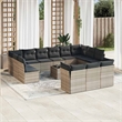 Afuera Living Contemporary 14 Piece Poly Rattan Sofa Set in Gray