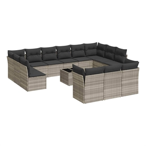 Afuera Living Contemporary 14 Piece Poly Rattan Sofa Set in Gray