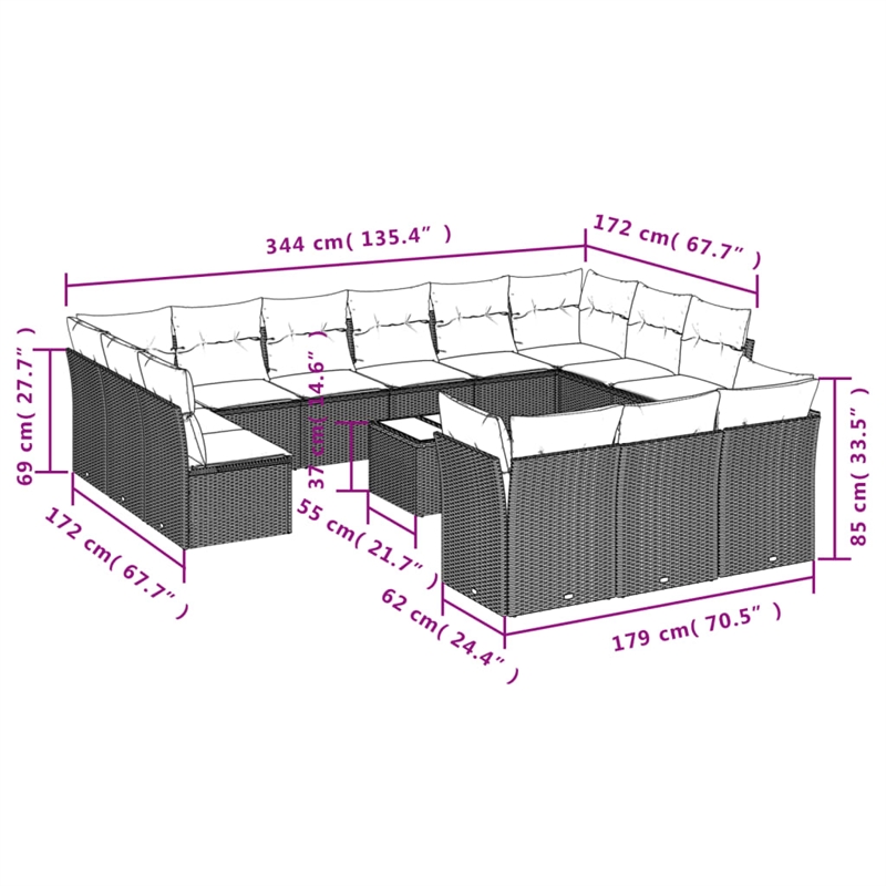 Afuera Living Contemporary Synthetic Poly Rattan Garden Sofa Set in Gray