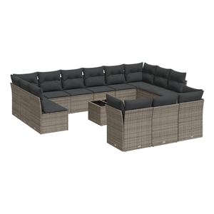 Afuera Living Contemporary Synthetic Poly Rattan Garden Sofa Set in Gray
