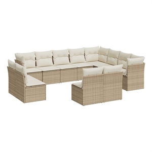 Afuera Living Contemporary 12 Piece Steel Sofa Set in Cream/Beige