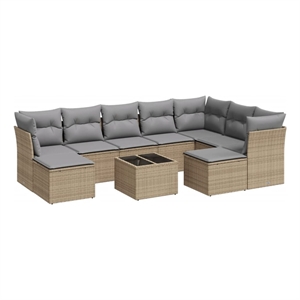 Afuera Living Contemporary Synthetic Poly Rattan Sofa Set in Beige