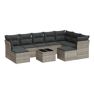 Afuera Living Contemporary 10 Piece Poly Rattan Sofa Set in Gray