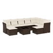 Afuera Living Contemporary 10 Piece Poly Rattan Sofa Set in Brown/Cream