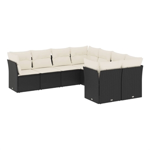 Afuera Living Contemporary 8 Piece Poly Rattan Sofa Set in Black