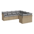 Afuera Living Contemporary 8 Piece Poly Rattan Sofa Set in Beige