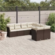 Afuera Living Contemporary 8 Piece Poly Rattan Sofa Set in Brown/Cream
