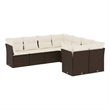 Afuera Living Contemporary 8 Piece Poly Rattan Sofa Set in Brown/Cream
