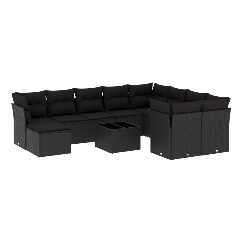 Afuera Living Contemporary Synthetic Poly Rattan Garden Sofa Set in Black