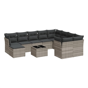 Afuera Living Contemporary 11 Piece Poly Rattan Sofa Set in Gray