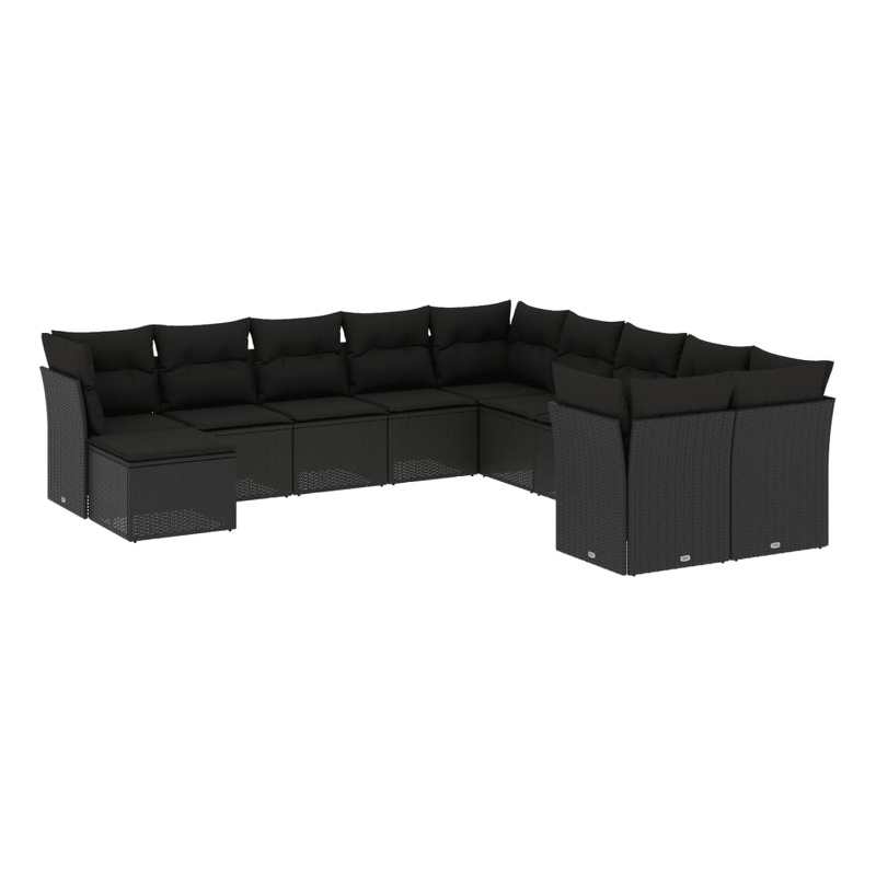 Afuera Living Contemporary 11 Piece Poly Rattan Small Sofa Set in Black