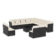 Afuera Living Contemporary 14 Piece Poly Rattan Sofa Set in Black/Cream