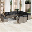 Afuera Living Contemporary 14 Piece Poly Rattan Small Sofa Set in Gray