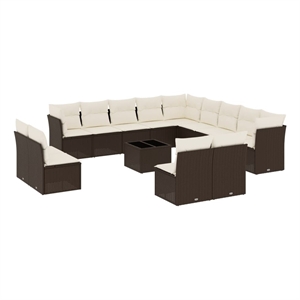 Afuera Living Contemporary 14 Piece Poly Rattan Sofa Set in Brown