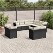 Afuera Living Contemporary 11 Piece Poly Rattan Sofa Set in Black/Cream