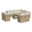 Afuera Living Contemporary 12 Piece Poly Rattan Sofa Set in Beige