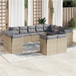 Afuera Living Contemporary 12 Piece Poly Rattan Sofa Set in Beige
