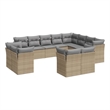 Afuera Living Contemporary 12 Piece Poly Rattan Sofa Set in Beige