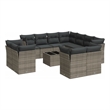 Afuera Living Contemporary 12 Piece Poly Rattan Sofa Set in Gray