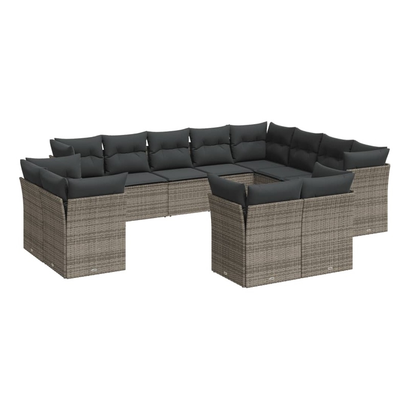 Afuera Living Contemporary 12 Piece Poly Rattan Sofa Set in Gray