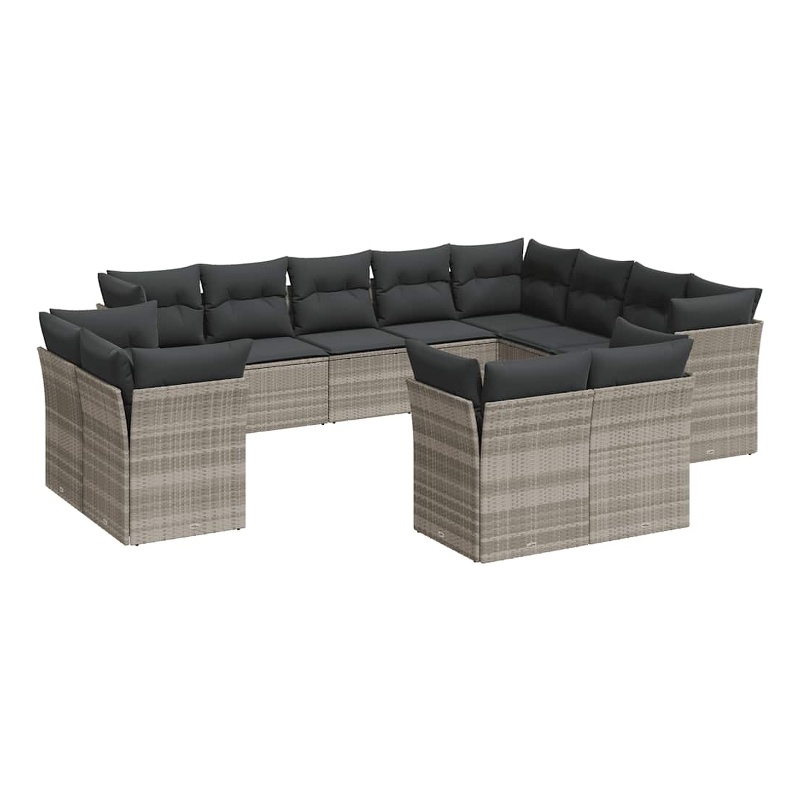 Afuera Living Contemporary Synthetic Poly Rattan 12 Piece Sofa Set in Gray