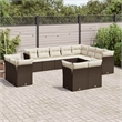 Afuera Living Contemporary Synthetic Poly Rattan  Large Sofa Set in Brown