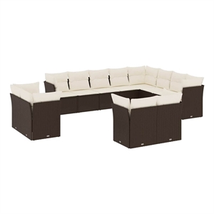 Afuera Living Contemporary Synthetic Poly Rattan  Large Sofa Set in Brown