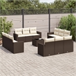 Afuera Living Contemporary 13 Piece Poly Rattan Sofa Set in Brown/Cream