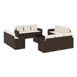 Afuera Living Contemporary 13 Piece Poly Rattan Sofa Set in Brown/Cream