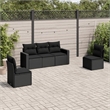Afuera Living Contemporary 5 Piece Poly Rattan Large Sofa Set in Black