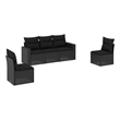 Afuera Living Contemporary 5 Piece Poly Rattan Large Sofa Set in Black