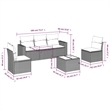 Afuera Living Contemporary Synthetic Poly Rattan 6 Piece Sofa Set in Gray