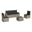 Afuera Living Contemporary Synthetic Poly Rattan 6 Piece Sofa Set in Gray