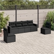 Afuera Living Contemporary 6 Piece Poly Rattan Sofa Set in Black