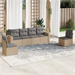 Afuera Living Contemporary 6 Piece Poly Rattan Sofa Set in Gray/Beige