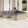 Afuera Living Contemporary Synthetic Poly Rattan 13 Piece Sofa Set in Gray/Beige