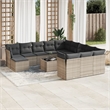Afuera Living Contemporary 13 Piece Poly Rattan Sofa Set in Gray