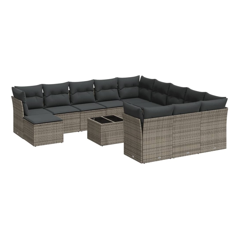 Afuera Living Contemporary 13 Piece Poly Rattan Sofa Set in Gray