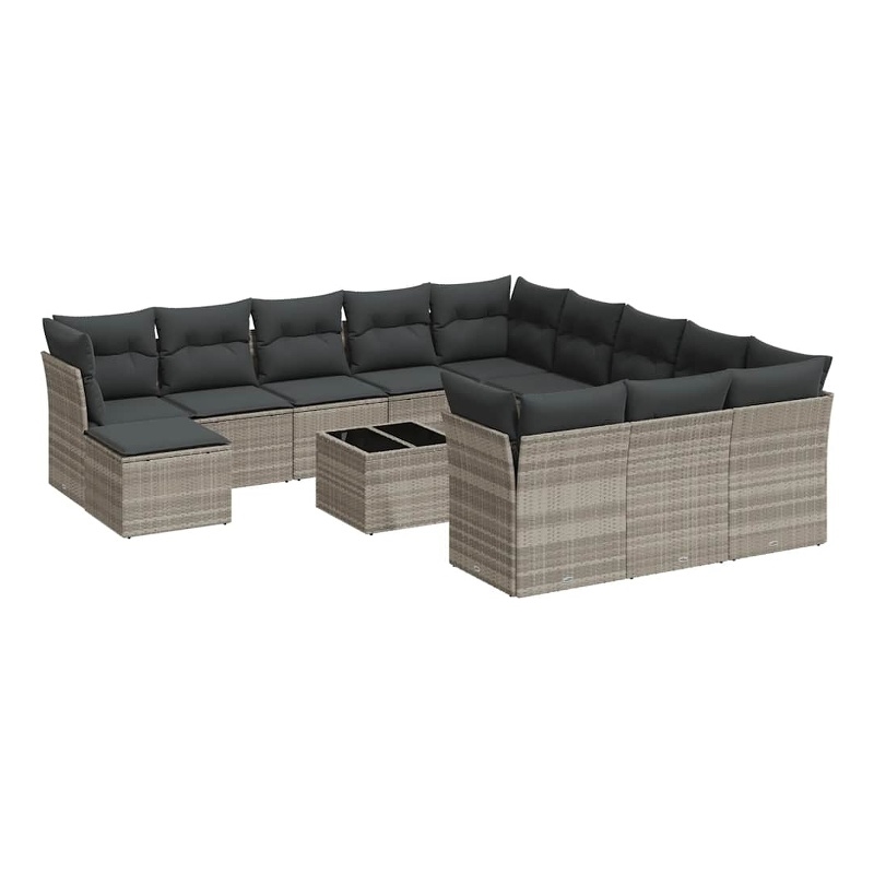 Afuera Living Contemporary Synthetic Poly Rattan 13 Piece  Sofa Set in Gray