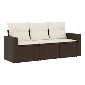 Afuera Living Contemporary 3 Piece Steel Sofa Set in Brown/Cream
