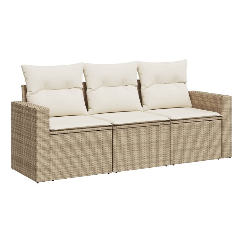 Afuera Living Contemporary Synthetic Poly Rattan  Medium Sofa Set in Beige