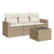 Afuera Living Contemporary 4 Piece Poly Rattan Sofa Set in Beige