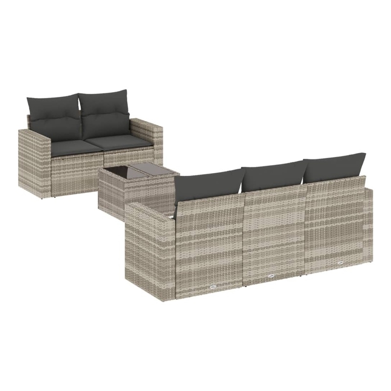 Afuera Living Contemporary 6 Piece Poly Rattan Sofa Set in Gray