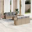 Afuera Living Contemporary 7 Piece Poly Rattan Sofa Set in Beige