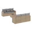 Afuera Living Contemporary 7 Piece Poly Rattan Sofa Set in Beige