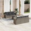 Afuera Living Contemporary Synthetic Poly Rattan 7 Piece  Sofa Set in Gray