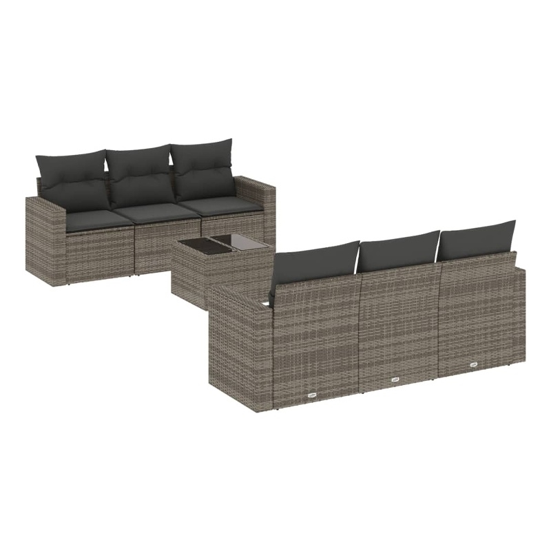 Afuera Living Contemporary Synthetic Poly Rattan 7 Piece  Sofa Set in Gray